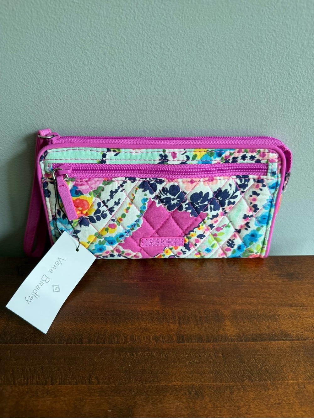 VERA BRADLEY RFID Front Zip Wristlet Wildflower Paisley